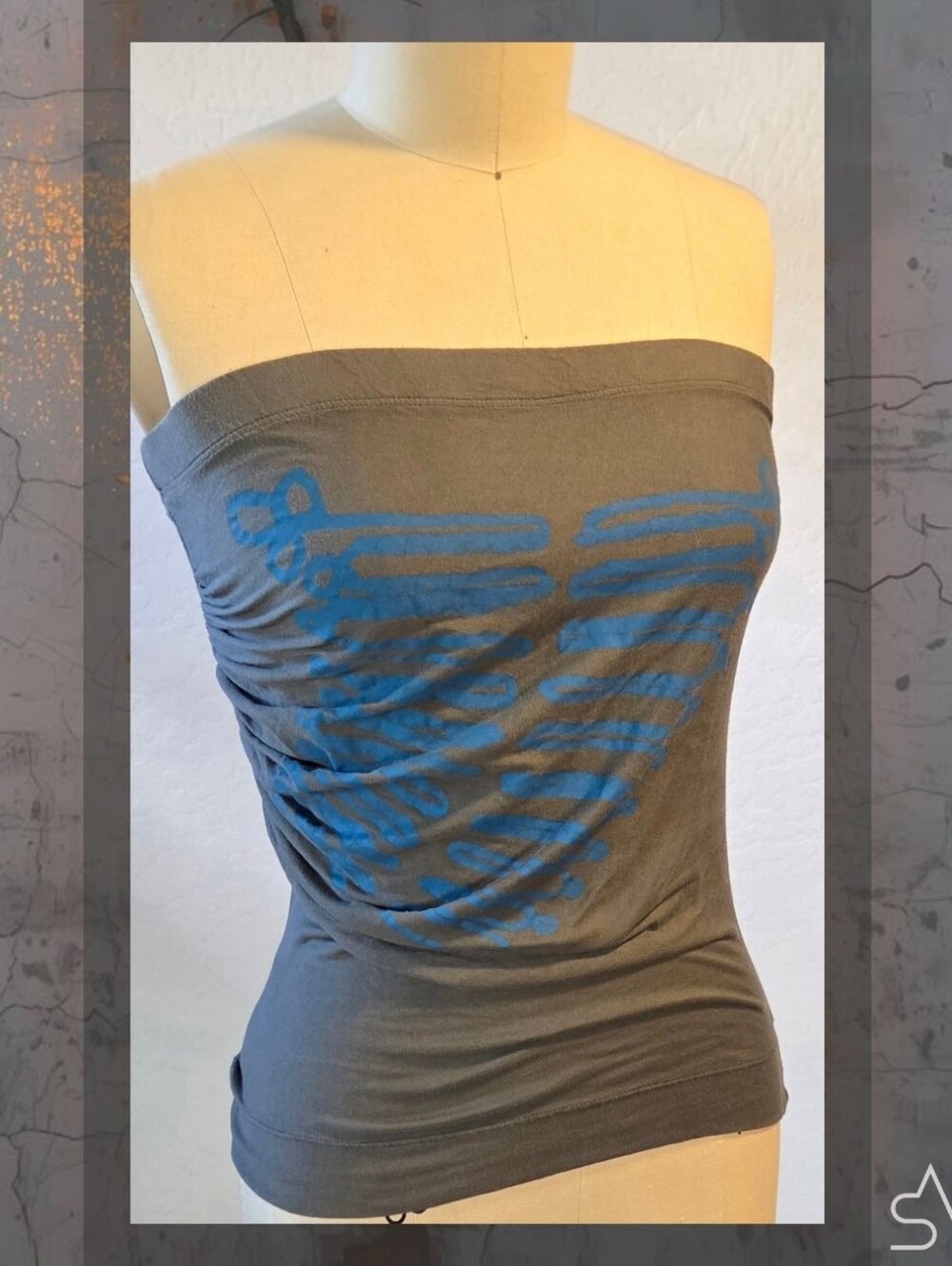 Vivienne Westwood Anglomania Y2K Anarcho-Punk Ribcage Print Tube Top Size S